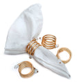 SALE Spiral Gold Plated Napkin Rings 4 piece Set (Decorative diamond accents may fall off during shipping)