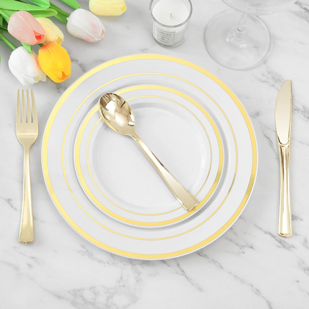 Spoons Gold Cutlery Heavyweight Disposable Plastic