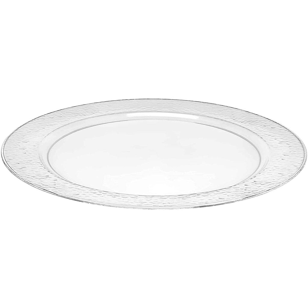14" Round Pebbled Tray White Plastic