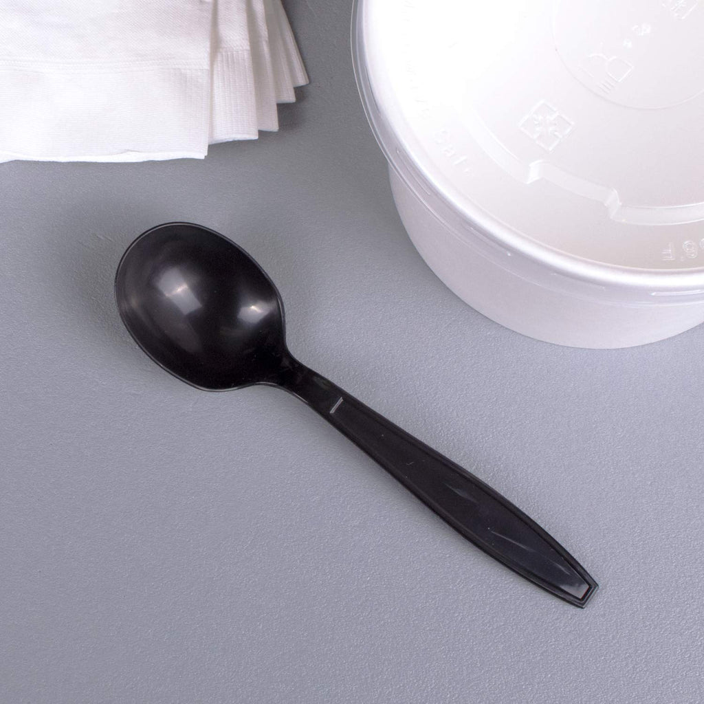 *WHOLESALE* Soup Spoon Wrapped Heavy Weight Black Plastic Disposable 1000/Case