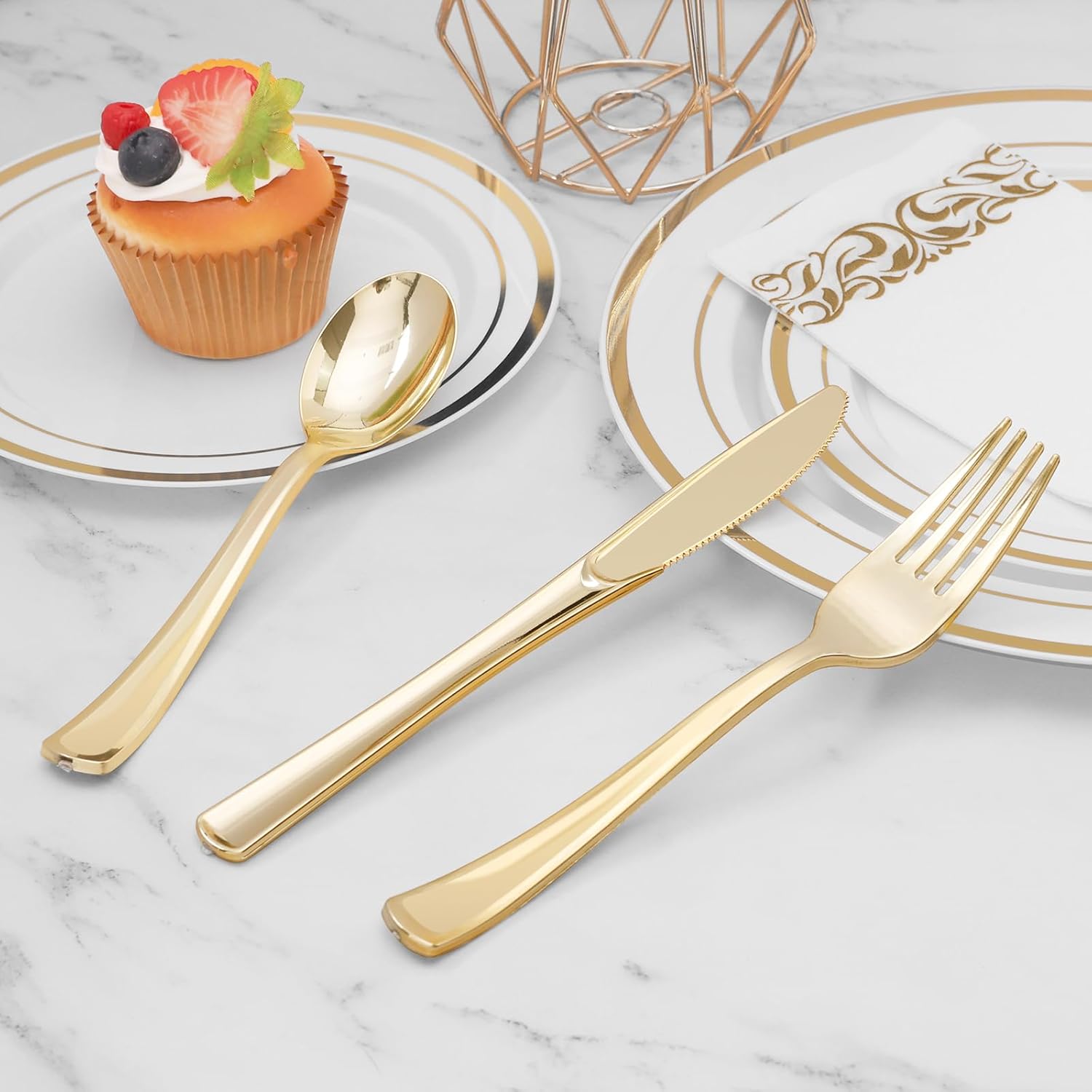 Spoons Gold Cutlery Heavyweight Disposable Plastic