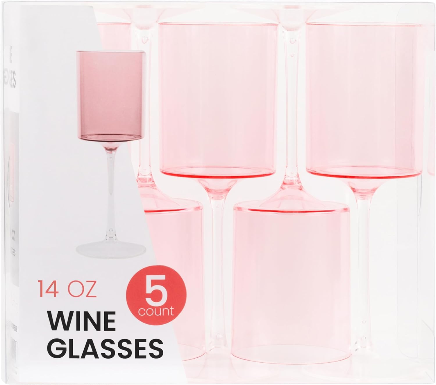 14oz Two Tone Pink /Clear Plastic Wine Goblets