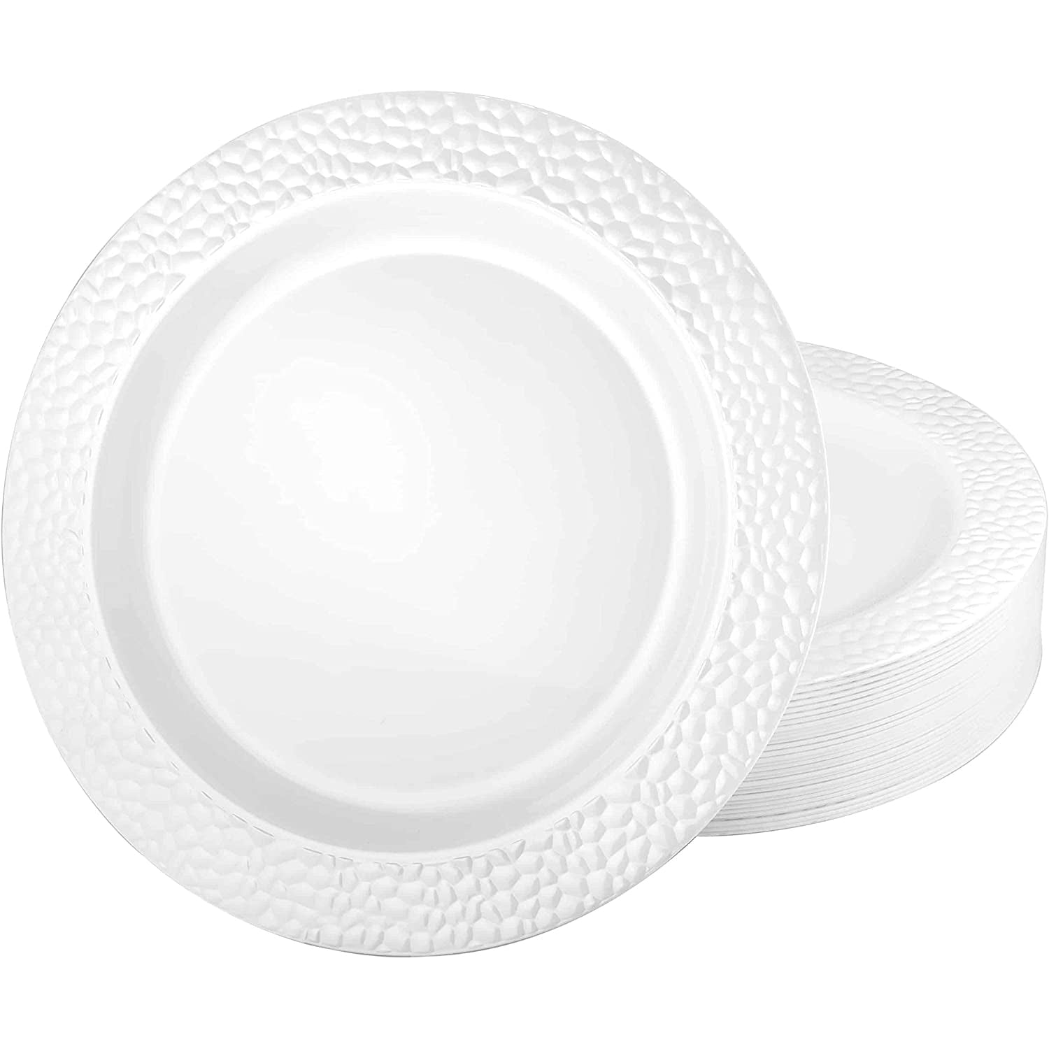 Hammered Design Plastic Charger White 13" 2 Pack