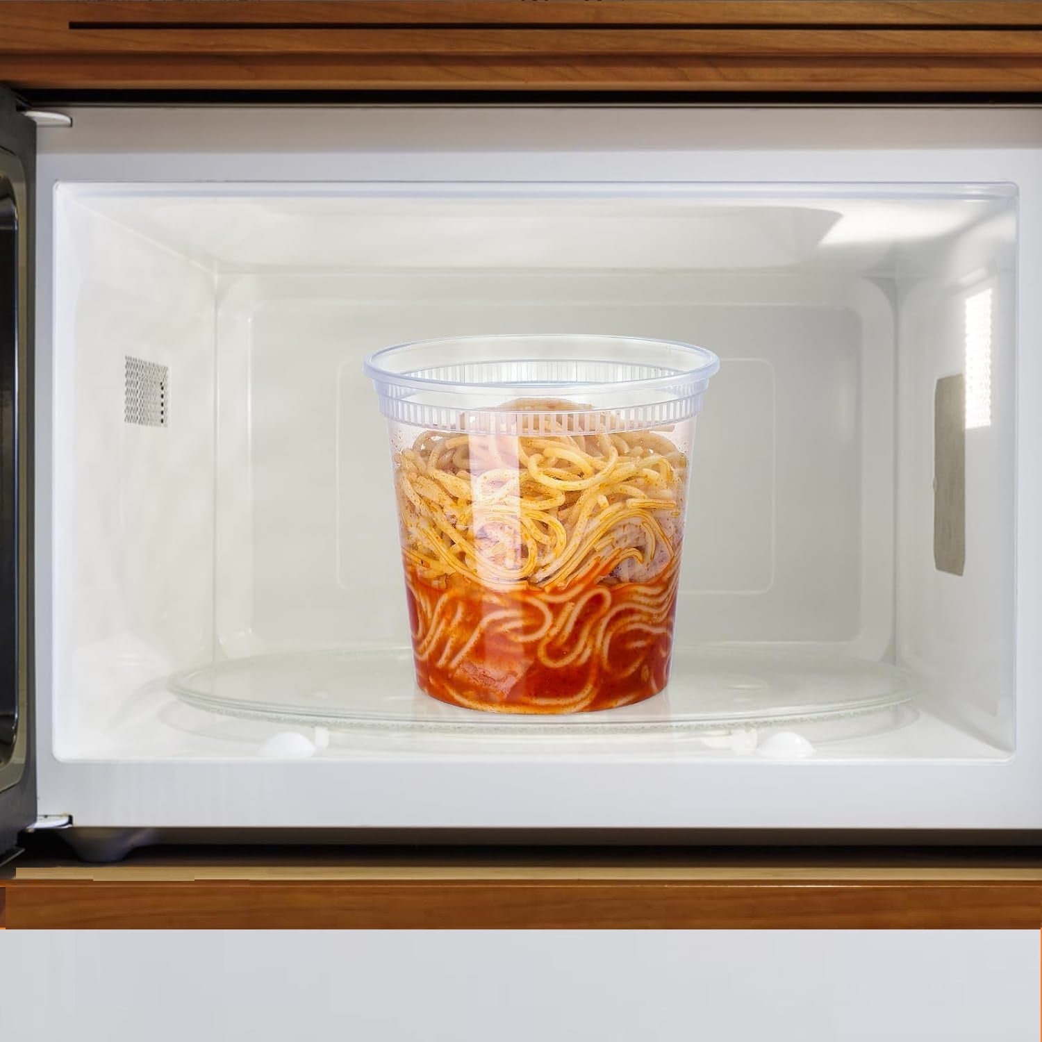 25oz Deli Container with Lid Light Weight Plastic Food Storage Container Round Clear