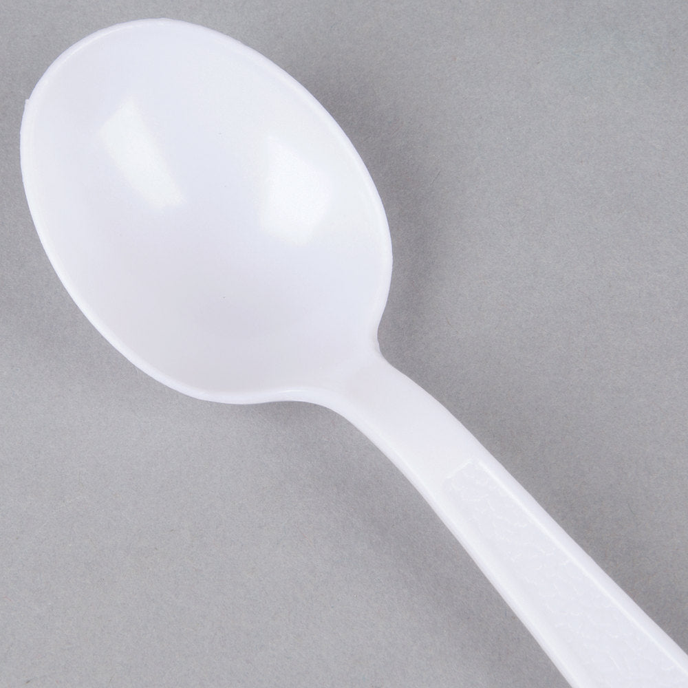 *BUY BULK* Soup Spoons Plastic White Medium Weight Disposable
