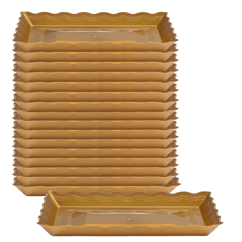 12" x 18" Gold Rectangular Serving Tray Plastic