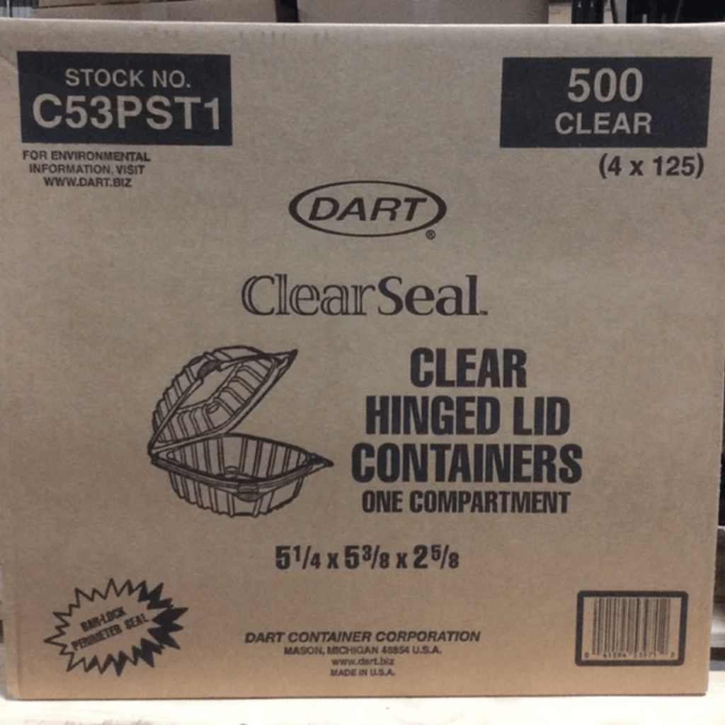 5" ClearSeal Hinged Lid Plastic Container #C53PST1 Dart