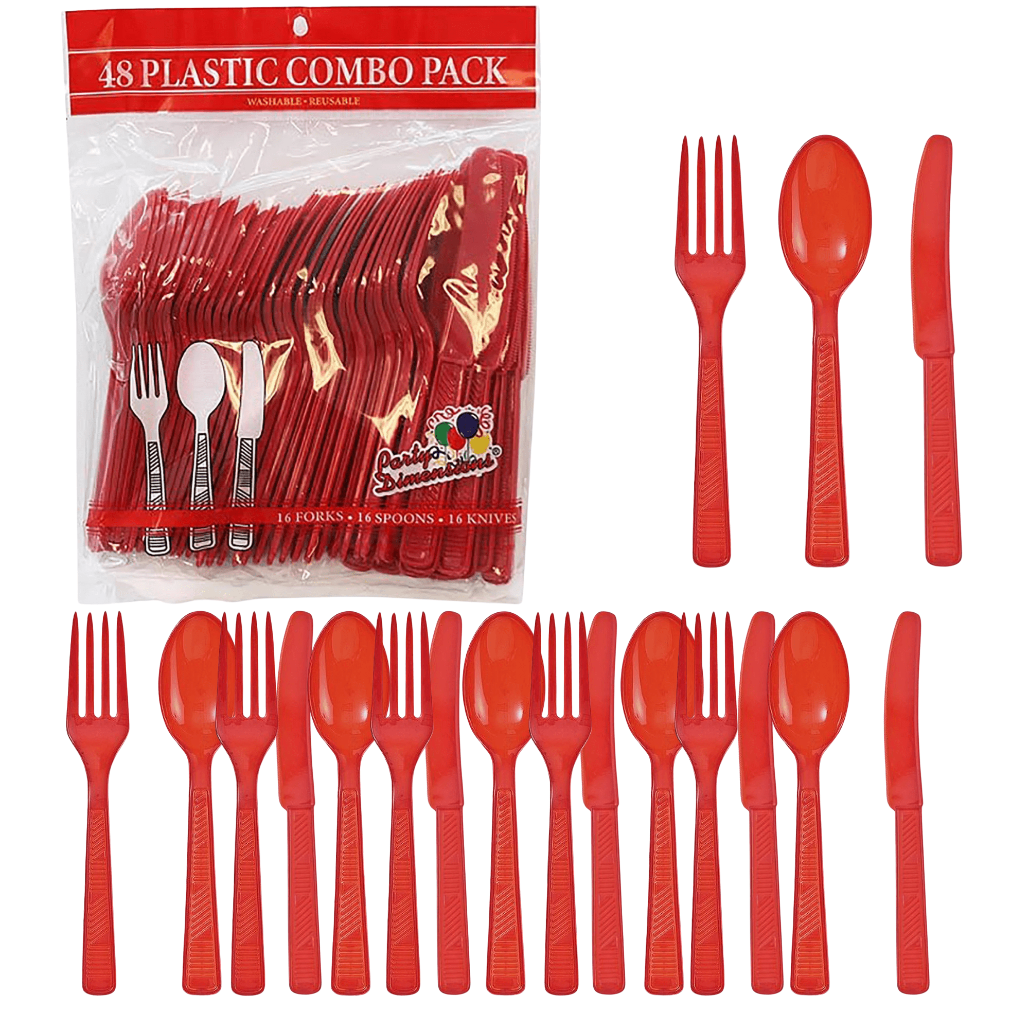 RED Complete Plastic Disposable Dining Solution for Your Event: Budget Party Set