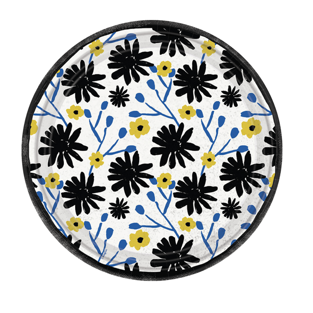 6.75" Floral Indigo Dessert Paper Plates