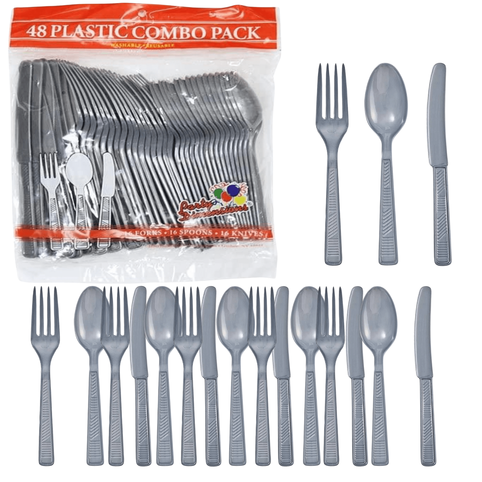 Silver Complete Disposable Dining Set | Budget Party Combo