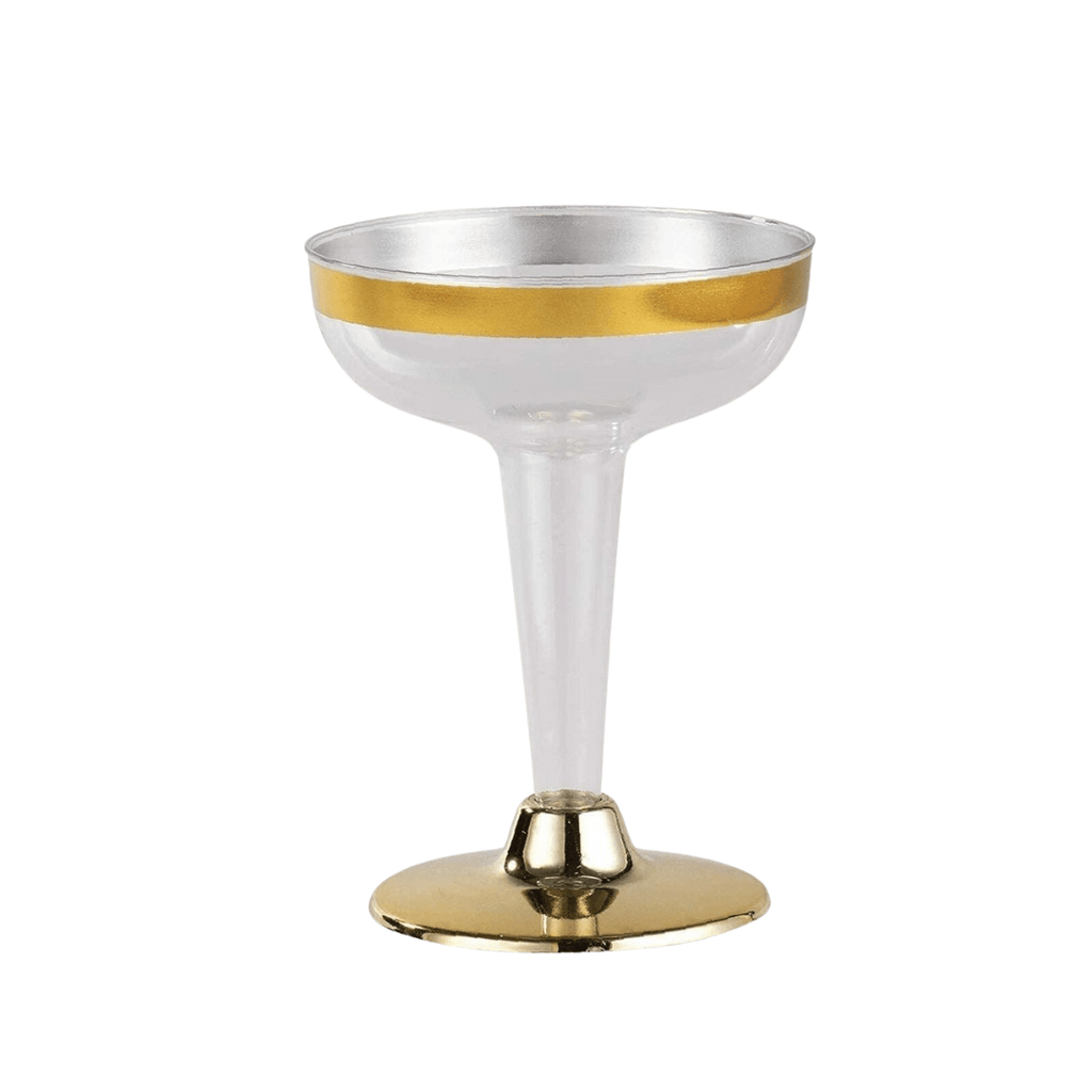 4oz Clear Gold Rim & Bottom Plastic Champagne Cocktail