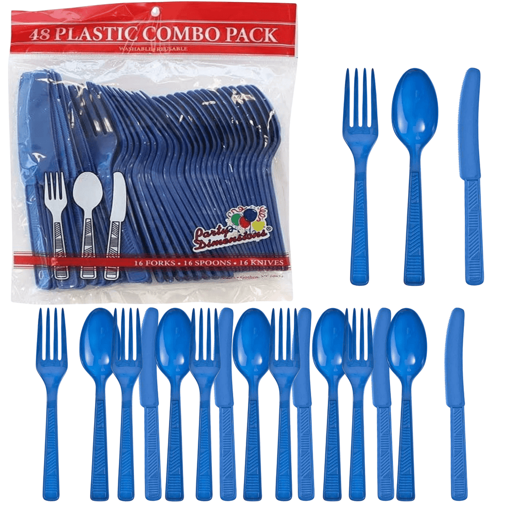 BLUE Complete Plastic Disposable Dining Solution for Your Event: Budget Party Set
