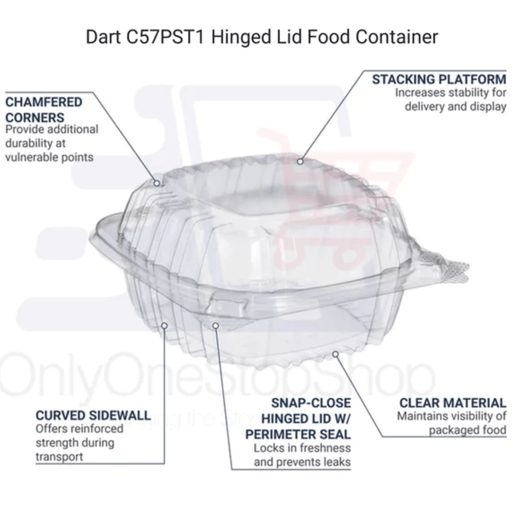 6" Clear Seal Hinged Lid Plastic Container #C57PST1  DART