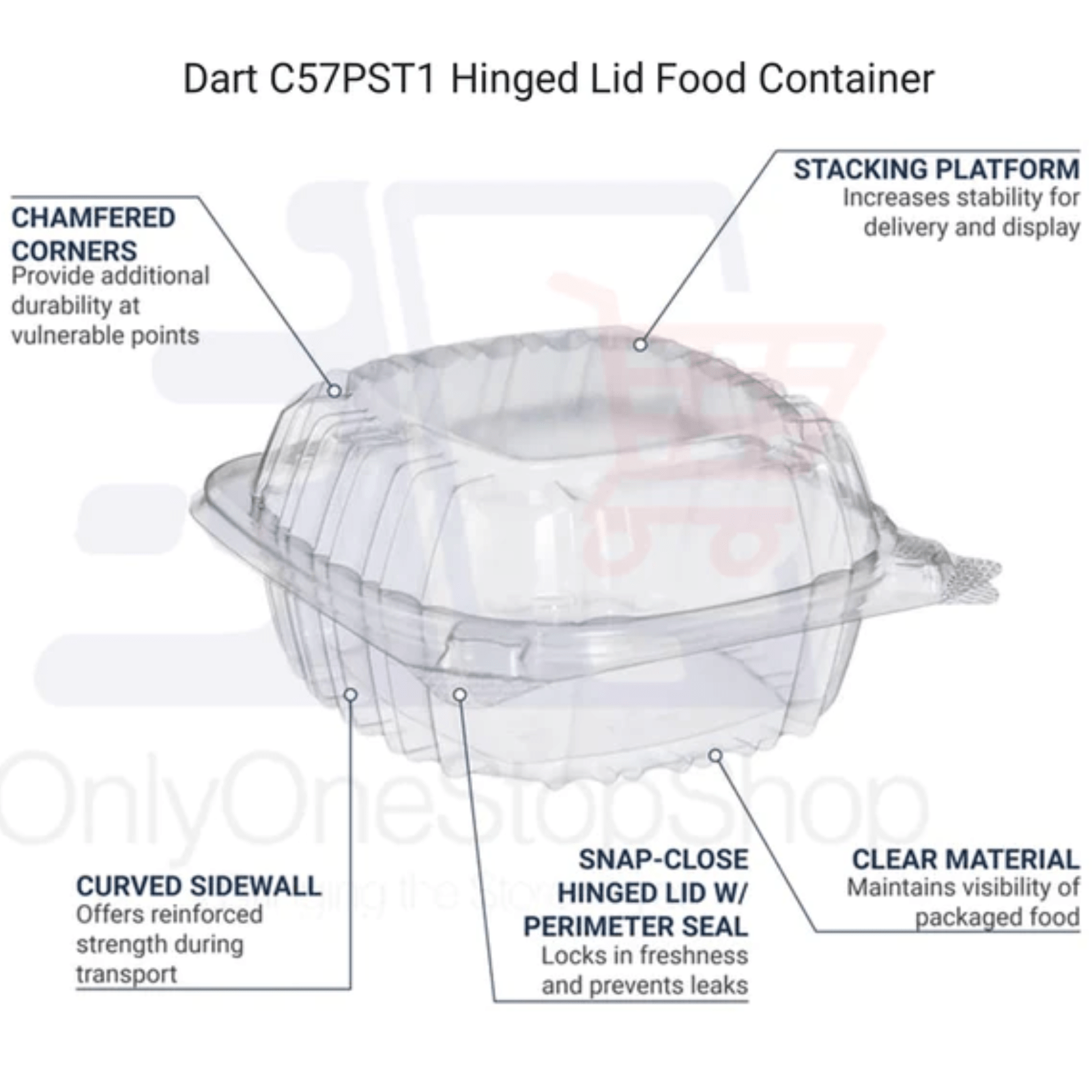6" Clear Seal Hinged Lid Plastic Container #C57PST1  DART