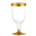 6.5oz Wine Cups With Gold Rim & Bottom Plastic Disposable
