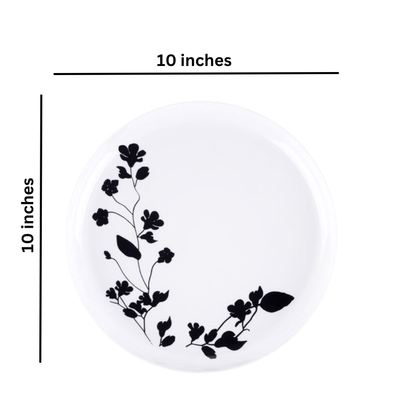 Garden 10" White & Black Plastic Disposable Dinner Plate 10 Pack