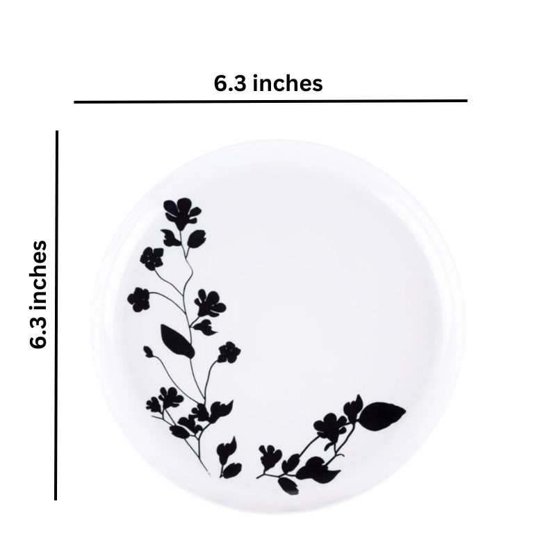 Garden 6.3" White & Black Plastic Disposable Dessert Plate 10 Pack