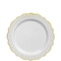 Confetti 7.5" Plastic Plate White Gold 10 Pack