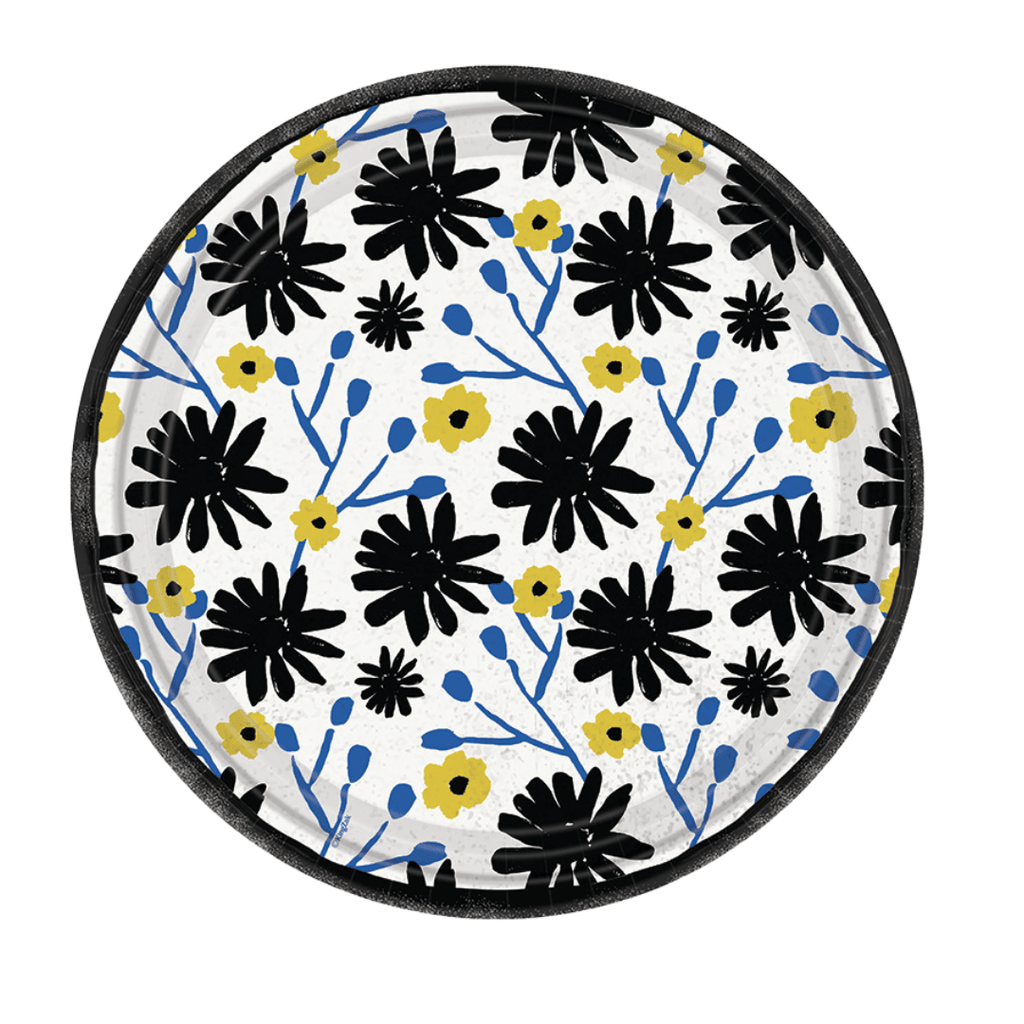 8.5" Floral Indigo Salad Paper Plates