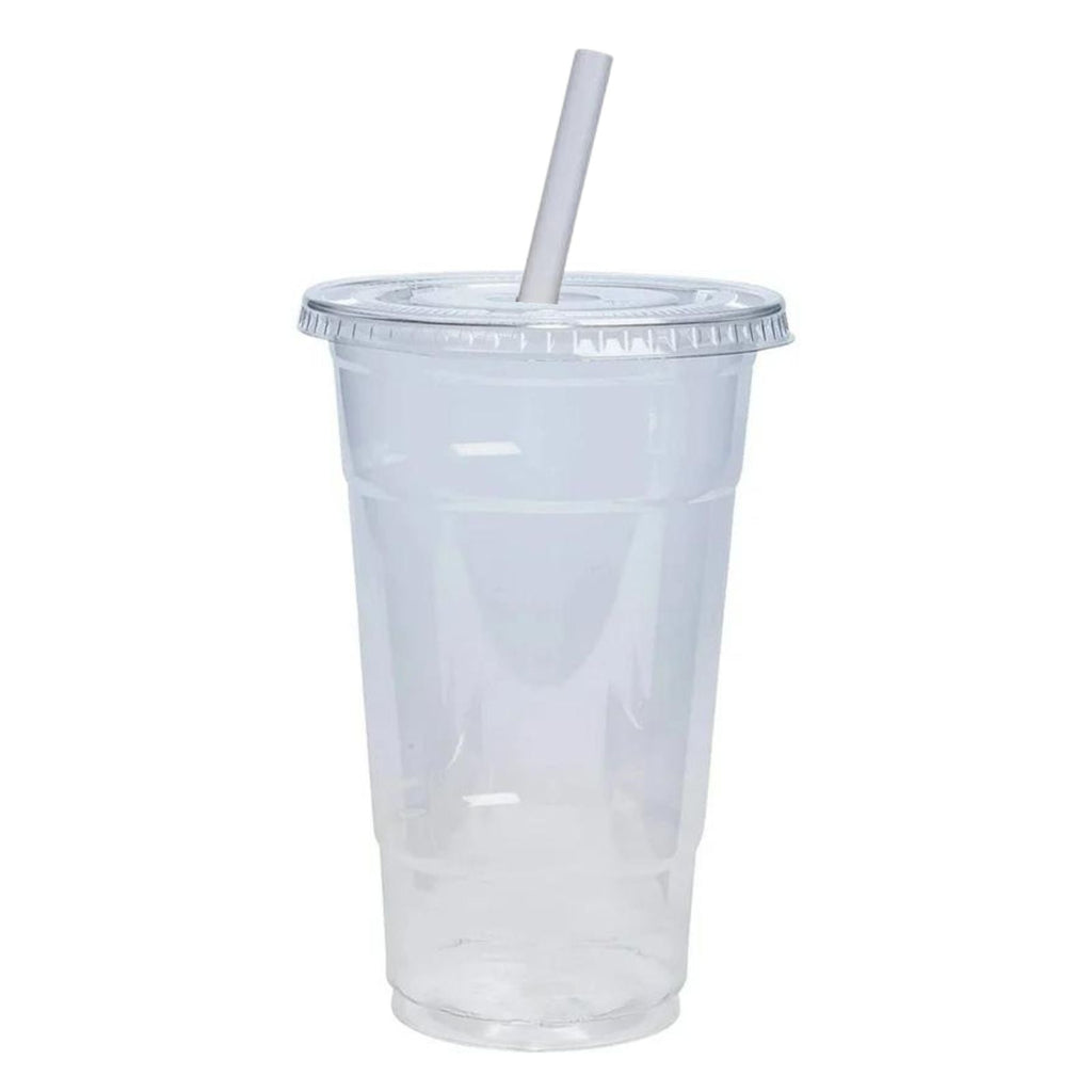 16oz  Clear PET Cups With Flat Lid & Straw, for All Kinds of Beverages  Plastic