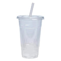 16oz  Clear PET Cups With Flat Lid & Straw, for All Kinds of Beverages  Plastic
