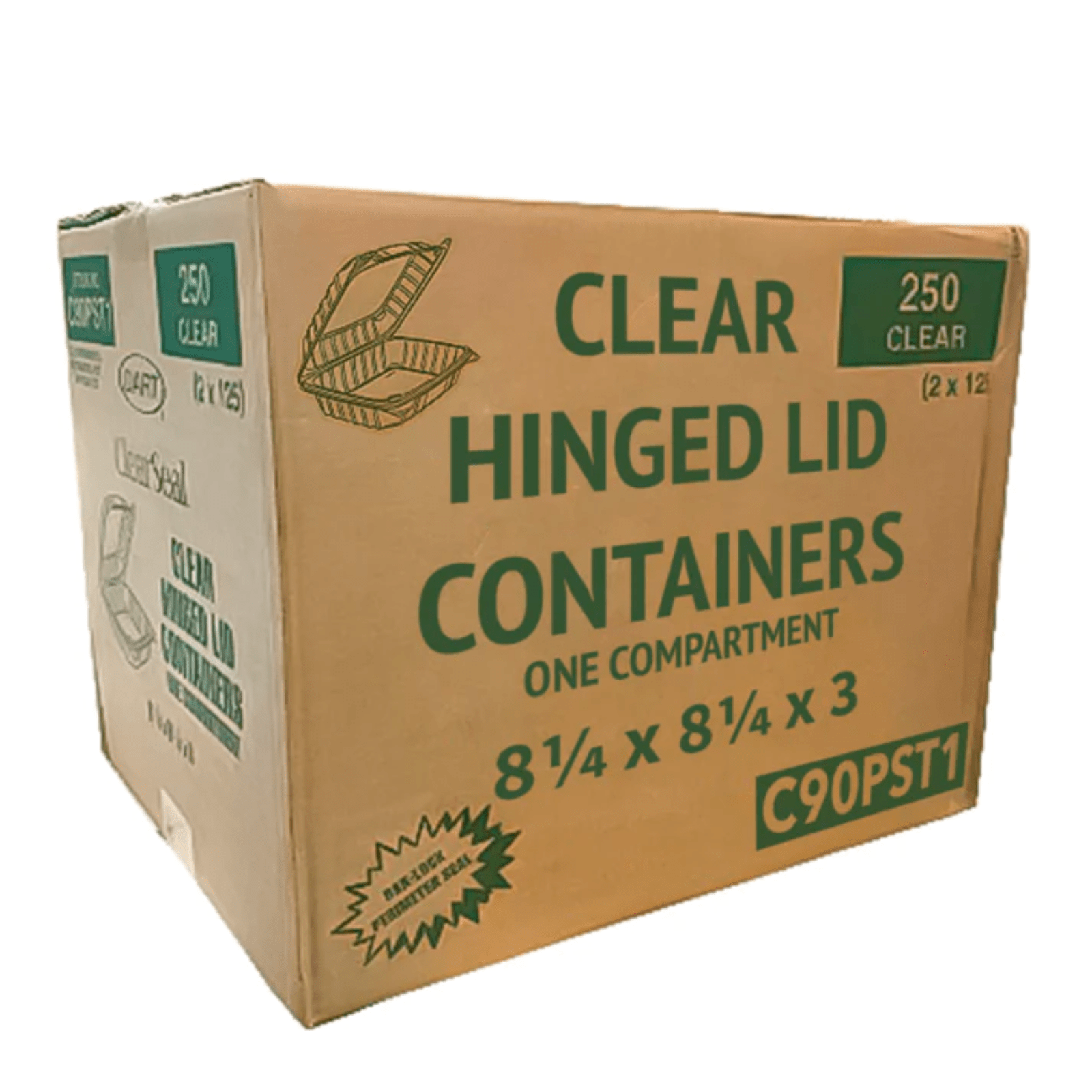 *WHOLESALE* DART Hinged Lid Container Model # C9PST1 Plastic ClearSeal 250 ct/case