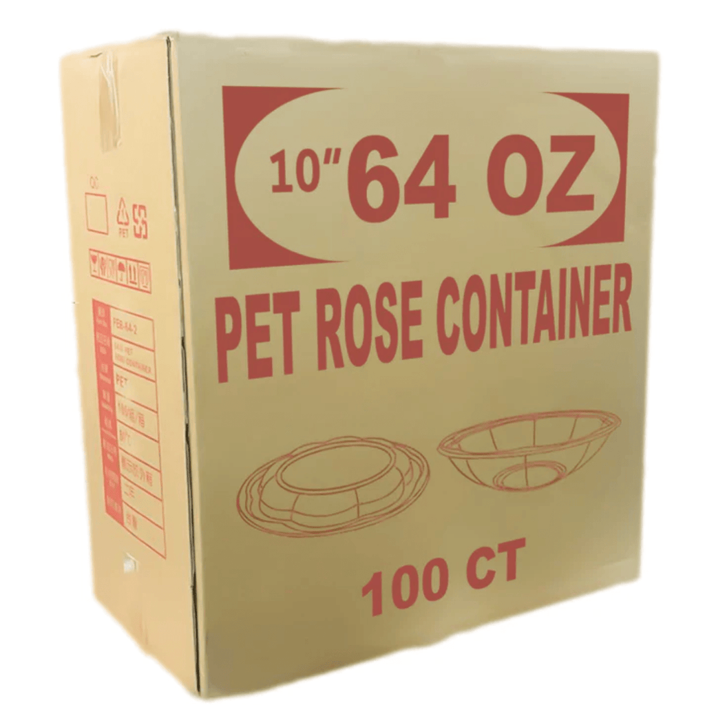 *WHOLESALE* 64oz Rose Salad Bowls To-Go Containers with lids  Plastic Disposable 100/case