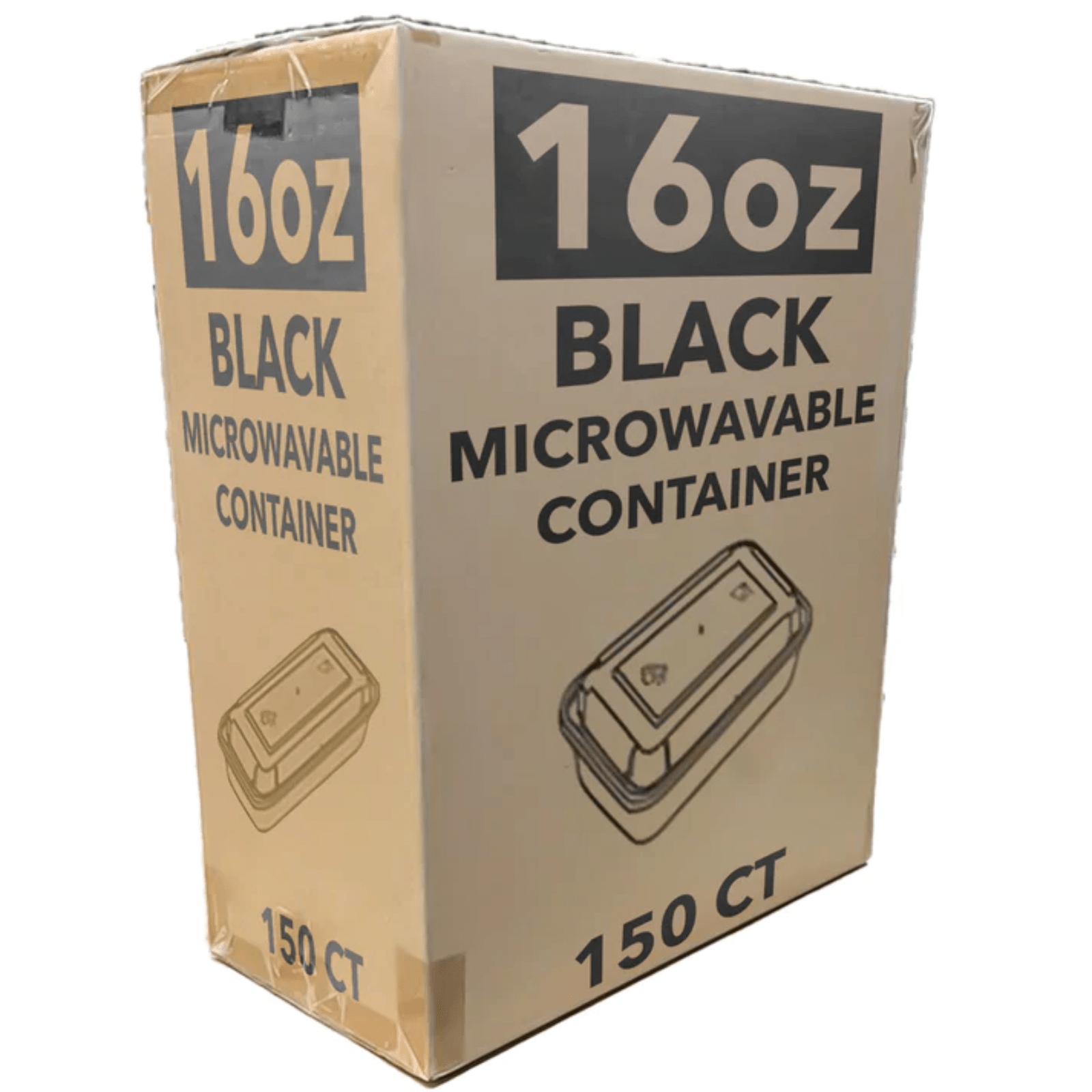 *WHOLESALE* 16oz Black Plastic Rectangular Containers with lids  150/Case