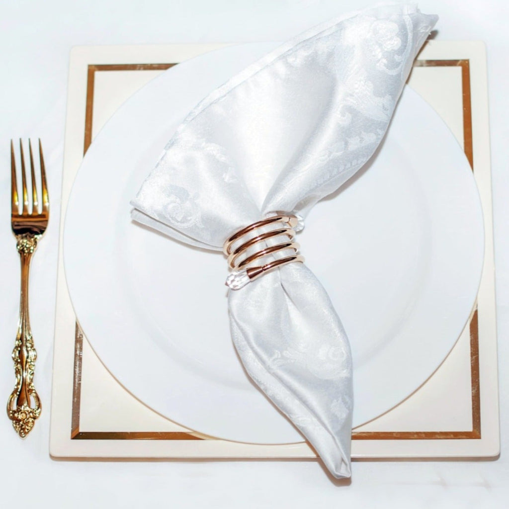 SALE Spiral Gold Plated Napkin Rings 4 piece Set (Decorative diamond accents may fall off during shipping)