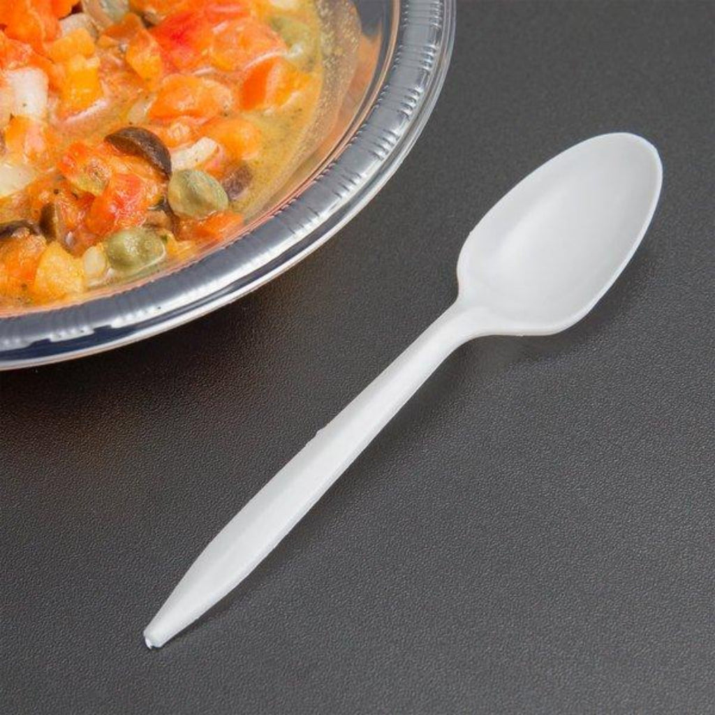 *BUY BULK* Teaspoon White Medium Weight Disposable Plastic