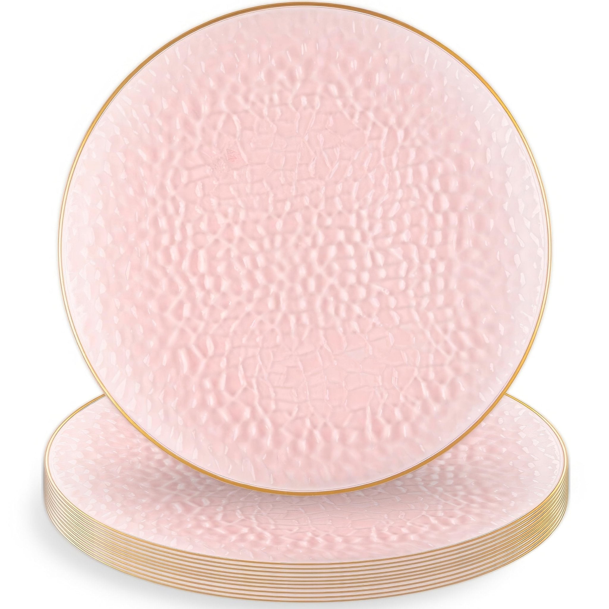 Organic 7" Pink with Gold Rim Plastic Disposable Appetizer/Dessert Plate