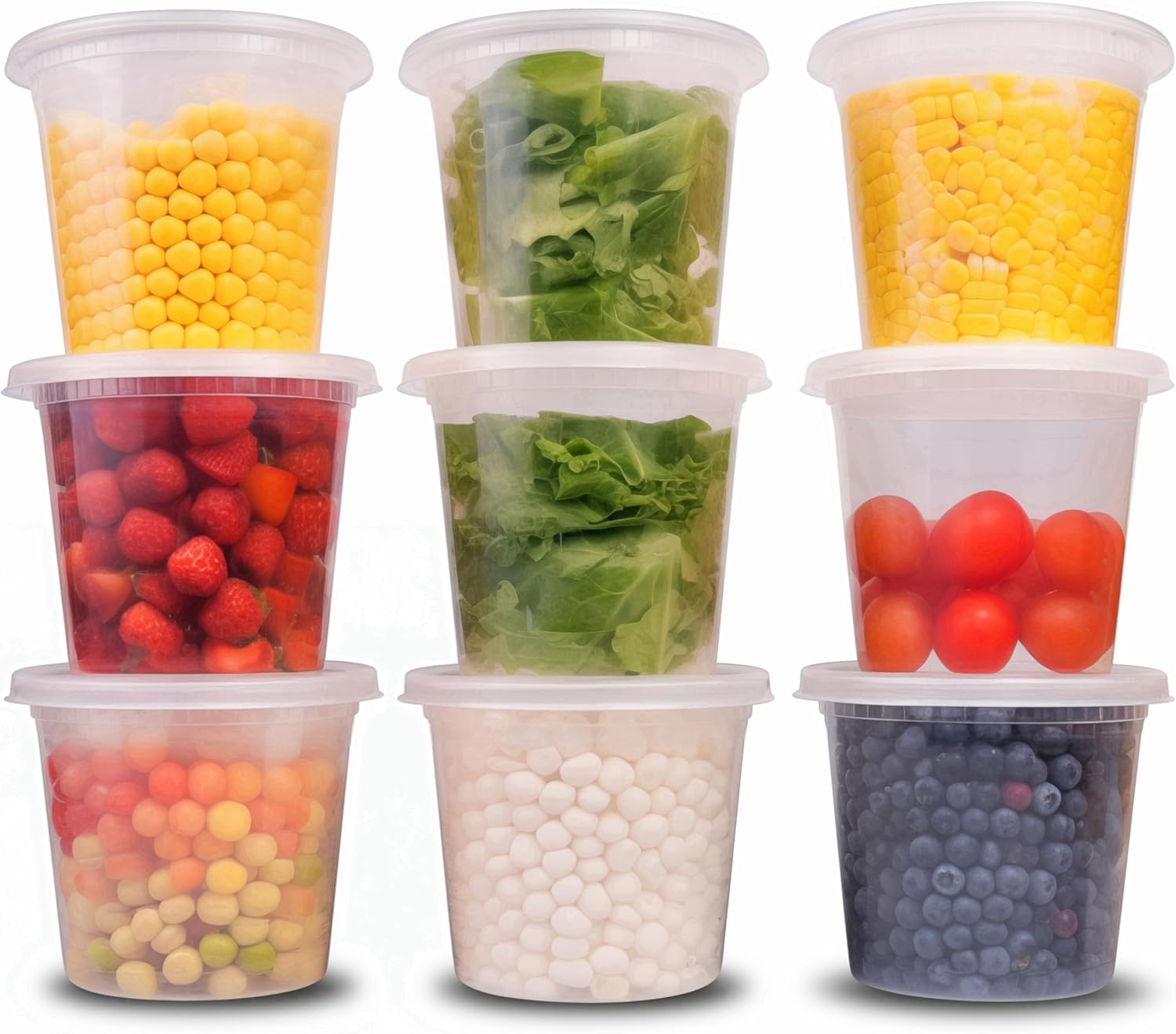 25oz Deli Container with Lid Light Weight Plastic Food Storage Container Round Clear