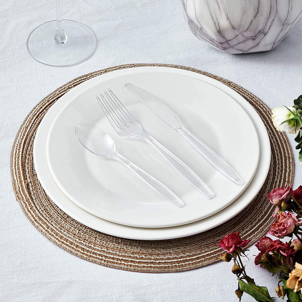 360 Pcs Clear Plastic Spoons Forks Knives Plastic Party Cutlery