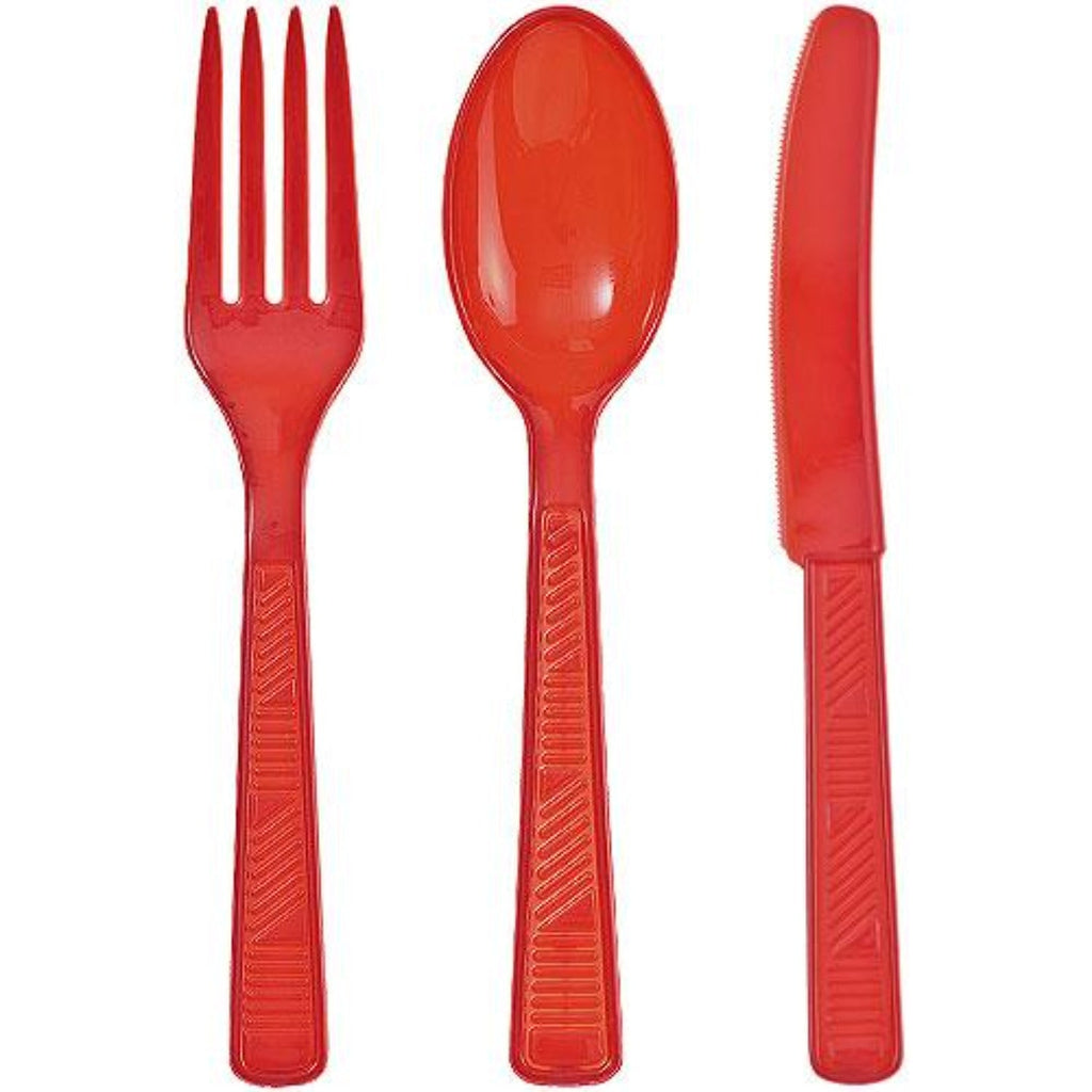 Red Combo Cutlery Plastic Disposable