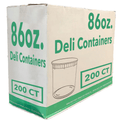 *WHOLESALE* 86oz  Deli Containers with Lids Heavyweight Disposable Plastic 200/case