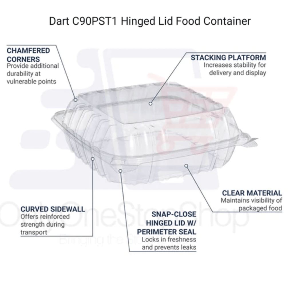 8" Clear Seal Hinged Lid Plastic Container #C9PST1  DART