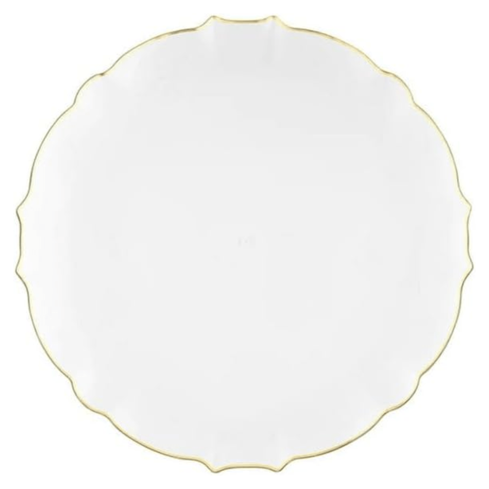 Luxe 10.25" White With Gold Rim Plastic Heavyweight Dinner Plates 10 Pack