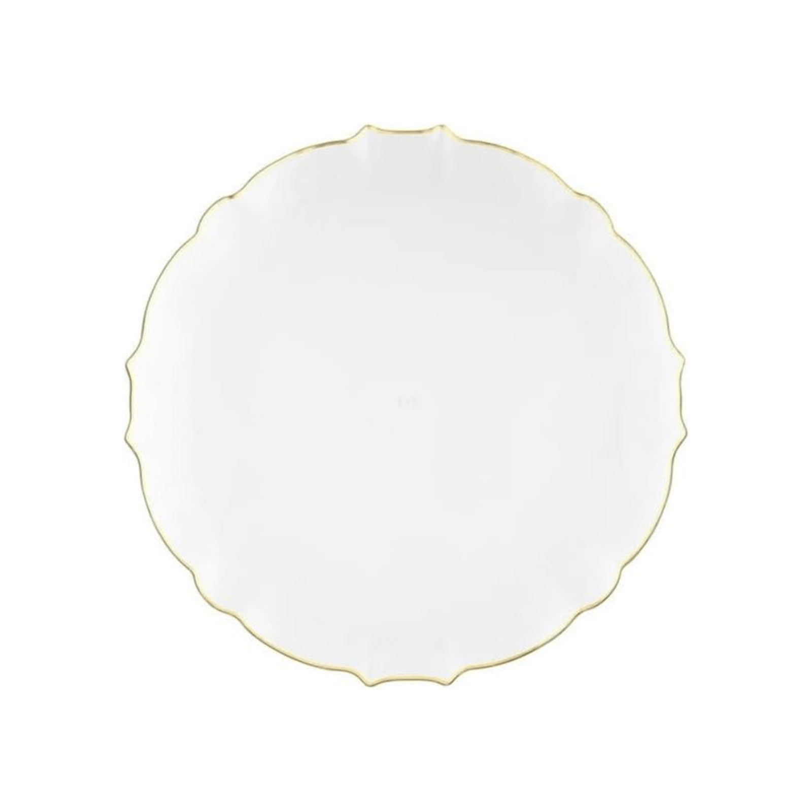 Luxe 7.5" White With Gold Rim Plastic Heavyweight Dessert Plates 10 Pack