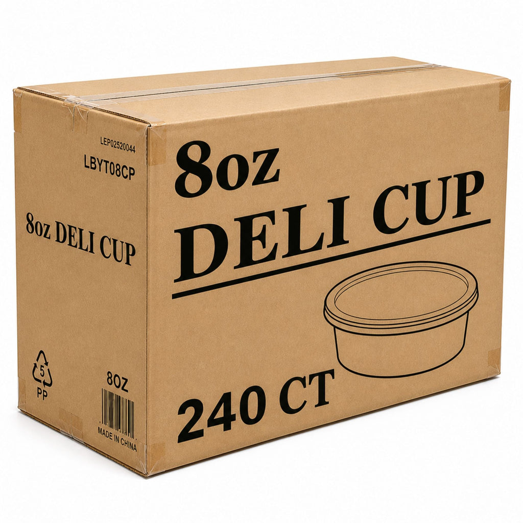 *WHOLESALE* 8oz Containers with Lids Heavy Duty Deli Disposable Plastic 240/case