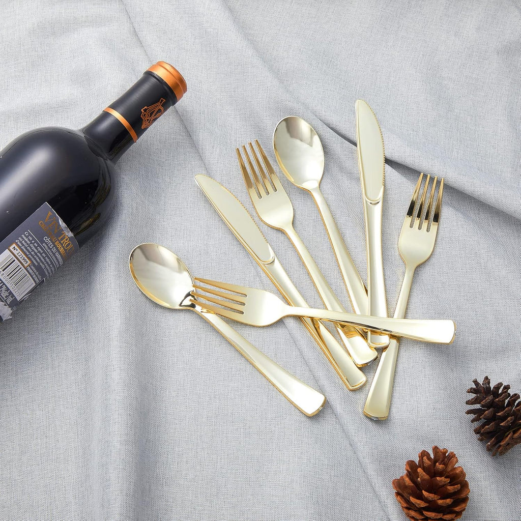 Knives Gold Cutlery Heavyweight Disposable Plastic