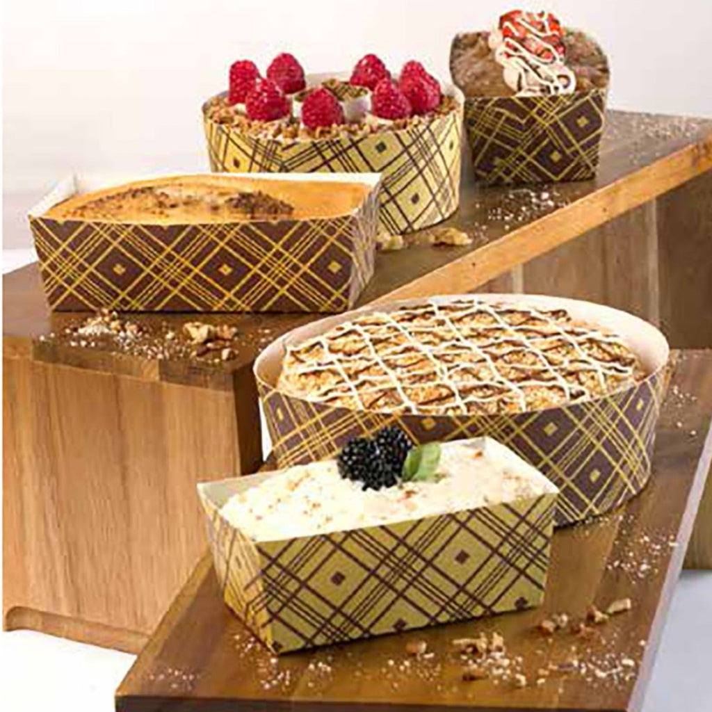 6.5"x2.25" Paper Plaid Tube Round Loaf Pans - 4 pack