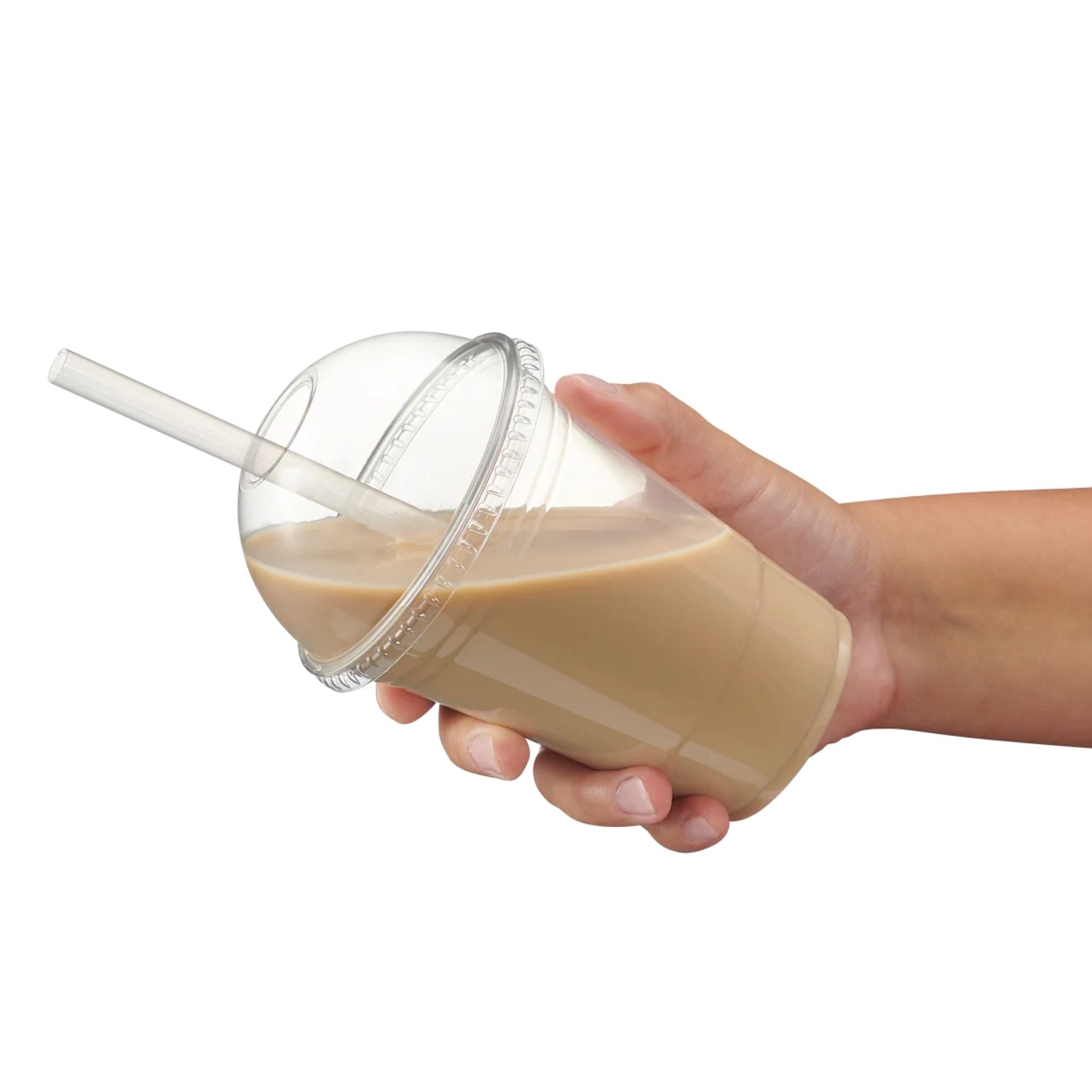 12oz Clear PET Plastic Cups with Dome Lid & Straw