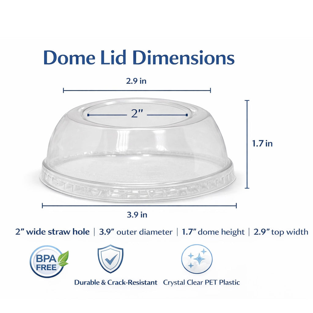 20oz Clear PET Cups with 2" Wide Dome Lid & Straw Disposable Plastic