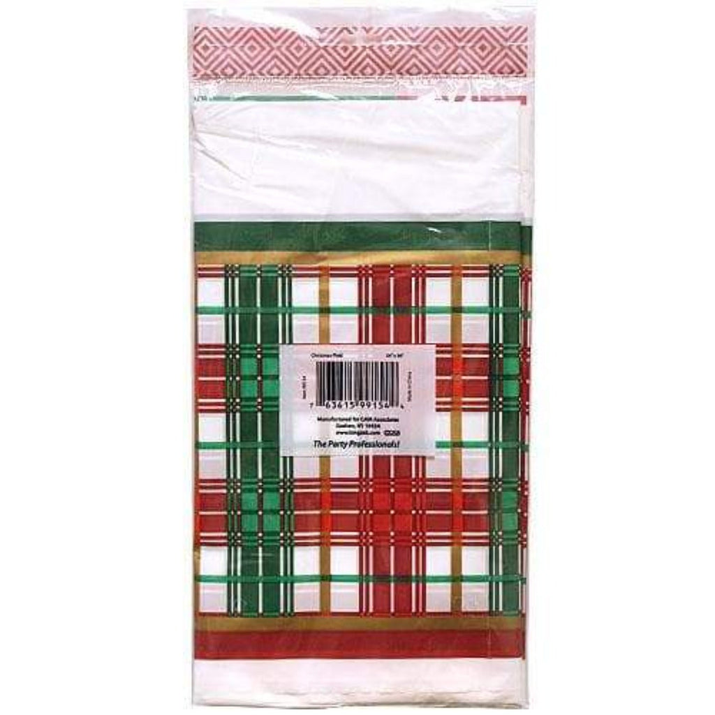 Christmas Plaid Heavyweight Plastic Table Cloth 54" x 96" 1 pack