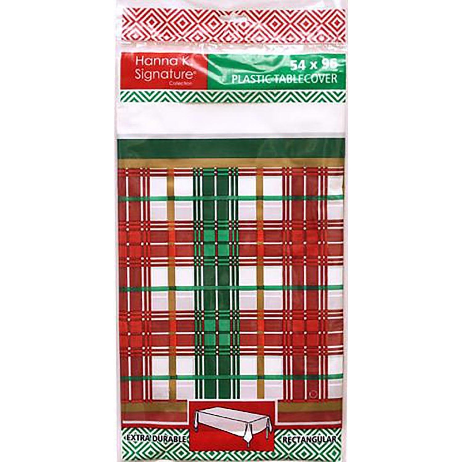 Christmas Plaid Heavyweight Plastic Table Cloth 54" x 96" 1 pack