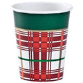 9oz Paper Cup Christmas Plaid Premium Heavyweight  12 count