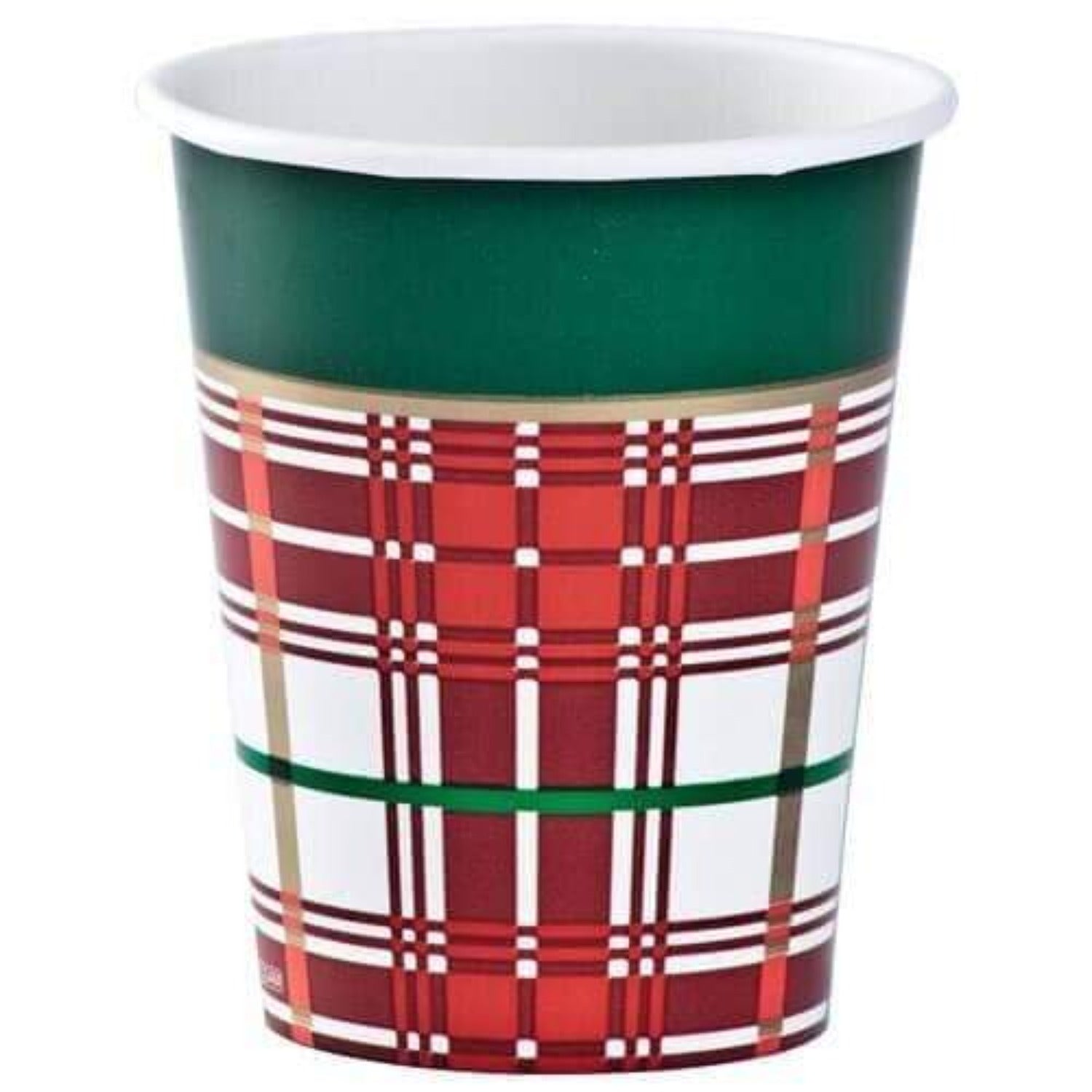 9oz Paper Cup Christmas Plaid Premium Heavyweight  12 count