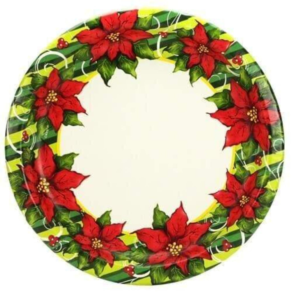 10" Paper Plates Poinsettia Wreath   8Count