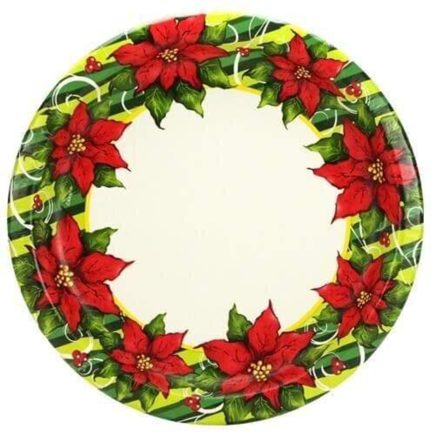 10" Paper Plates Poinsettia Wreath   8Count