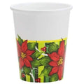 9oz Paper Cups Poinsettia Wreath 12ct